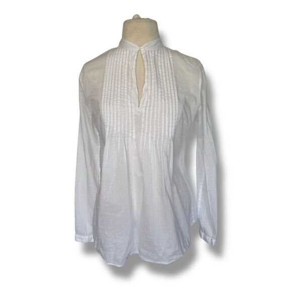 Michael Kors Women's White Pintuck Peasant Blouse Size 10 - Picture 1 of 7